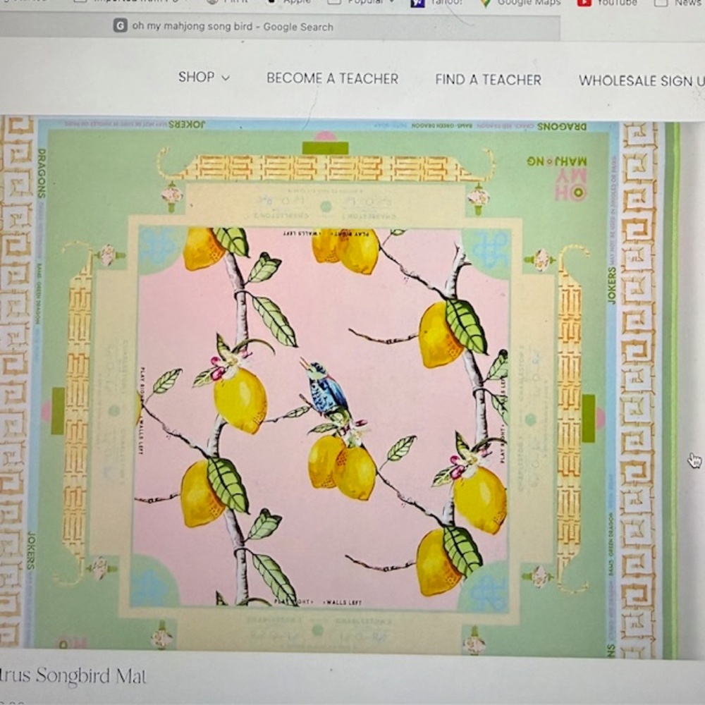 Brand New Oh My Mahjong Citrus Songbird Mat